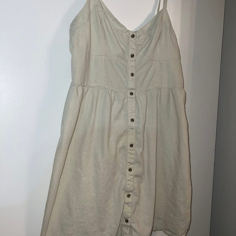 Aerie Cream Button-Down Mini Dress
